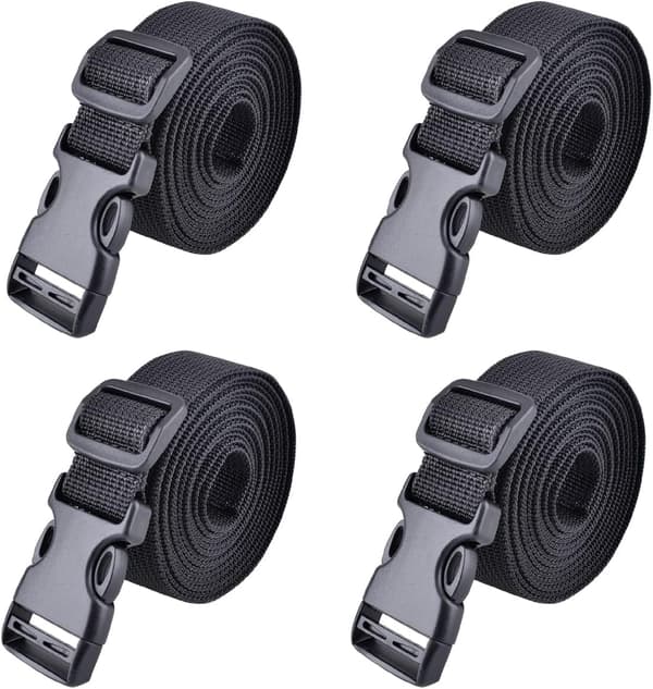 Hurtigspændespids 4 stk. Plastprop spids bagagesnor (1m, sort-