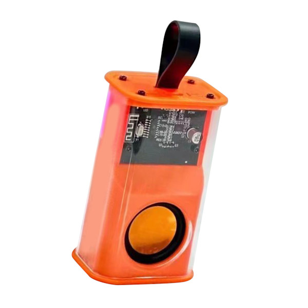 Kirkas Bluetooth kaiutin, läpinäkyvä case RGB Light Type C Kannettava langaton kaiutin silikoninauhalla Oranssin ulkomatkoille