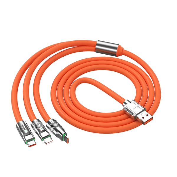 3,94 fod 120W 3-i-1 opladerkabel til IOS-interface til Android TYPE C-interface Universal Multi-opladningskabel til mobiltelefoner