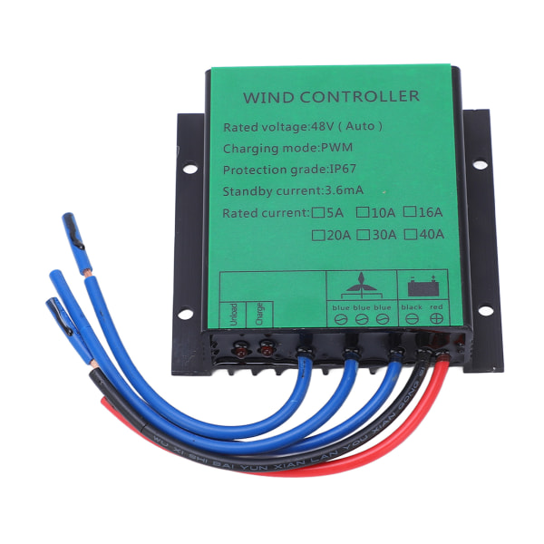 Vindturbin Generator Controller 1000W Effektiv PWM Laddning IP67 LED Indikerar Vindturbin Regulator 48V 40A