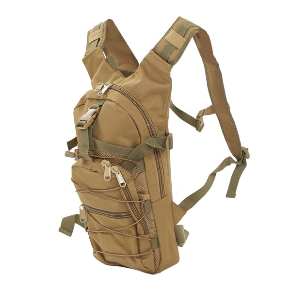 Hydration Ryggsekk Pack Vanntett Oxford Cloth Large Space Hands Free Water Bag Ryggsekk med 3L liten munnblære Khaki