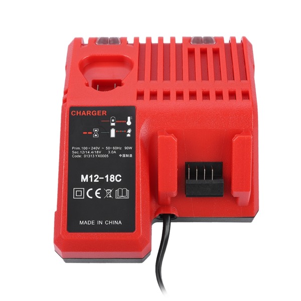 12V-18V Lithium batterioplader til Milwaukee M12-18C M18 erstatning EU stik 110-240V