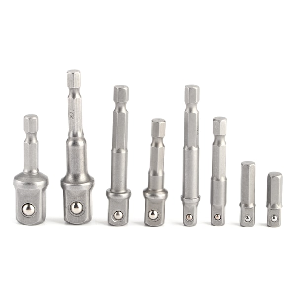 8-pack Socket Adapter Set, Drivningsstift, Hex-skaft, Slagborrbitar, Förlängningsstång 1/4 tum, 3/8 tum, 1/2 tum