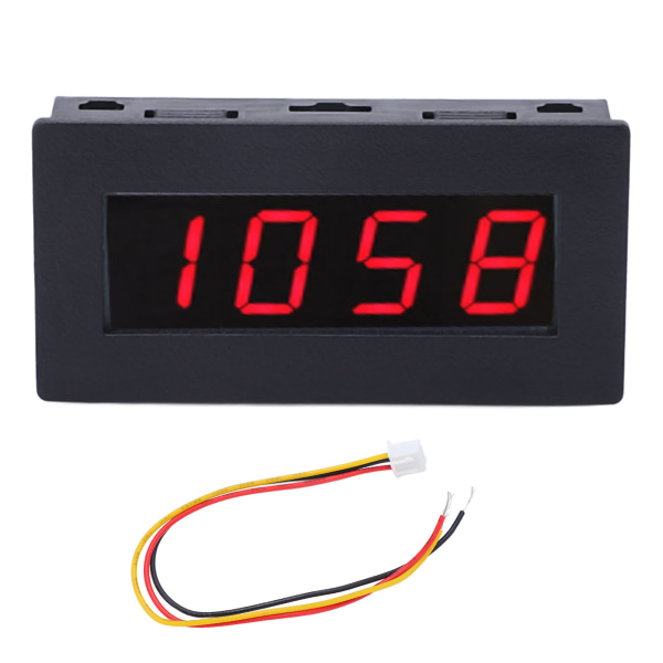 4 Digit LED Display Tachometer Multifunctional RPM Rotation Speed Tester with Cable DC 8‑15V Red Backlight