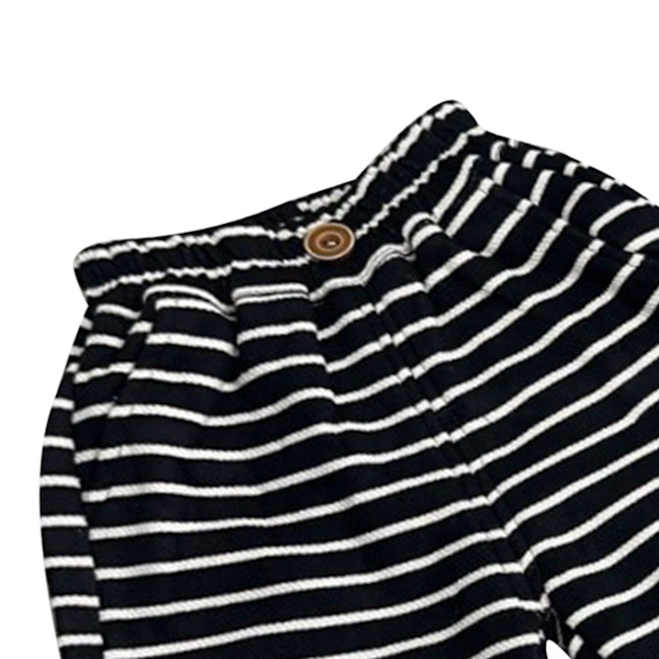 Pojkbyxor i bomull, bekväma, enkla, avslappnade, randiga byxor för barn, hem, resor, 100 cm/39,4 tum