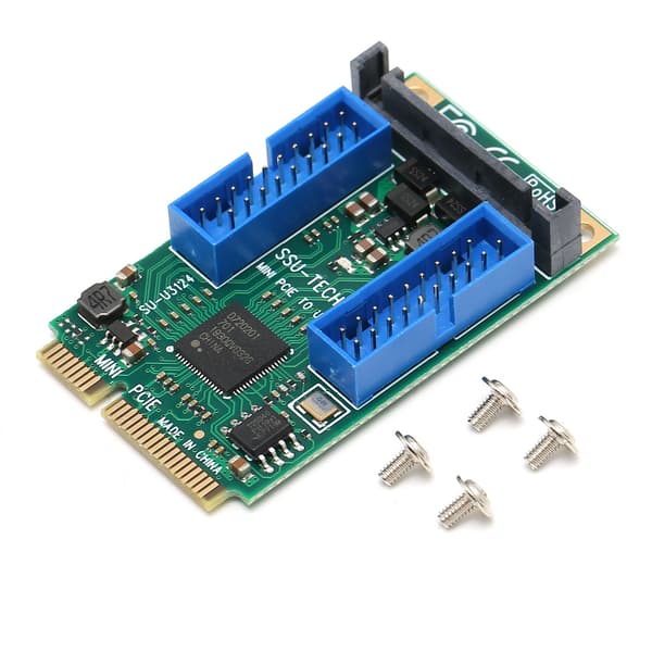 Mini PCIe til USB 3.0 Front Ekspansjonskort Dobbel 19PIN 10313 Kompatibel med Windows XP Vista 7 8 10 2003 Linux