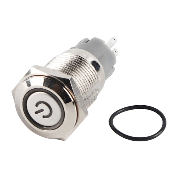 Auto 16mm 1NO 1NC Anslutning 12V Metall LED Vippströmbrytare Låsande Tryckknapp LJ