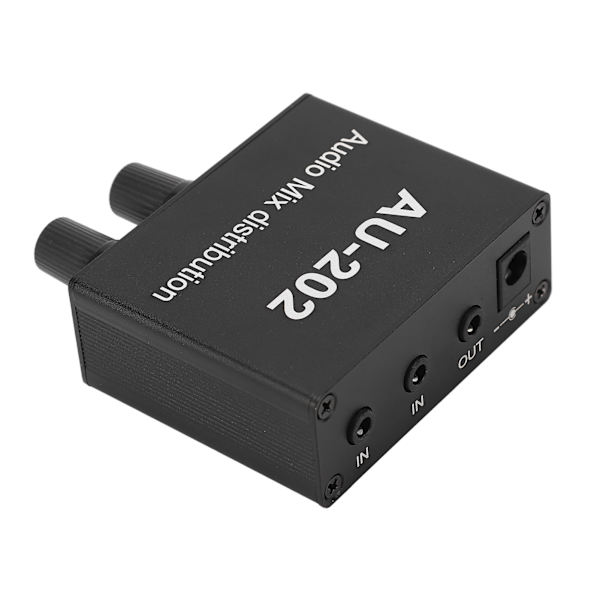 Stereo Mixer Audio Distributor 2 Input 2 Output 3,5 mm Jack Plug and Play Aluminiumlegering Audio Mix Forstärkare