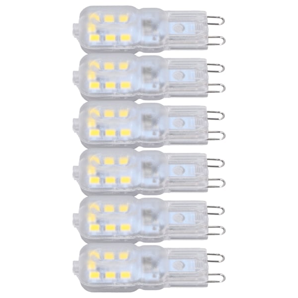 G9-pære, dimbar, øyebeskyttende, energisparende, 14 LED-er, 3W lyspære for lysekrone, bordlampe, 6 stk. hvitt lys, 110V