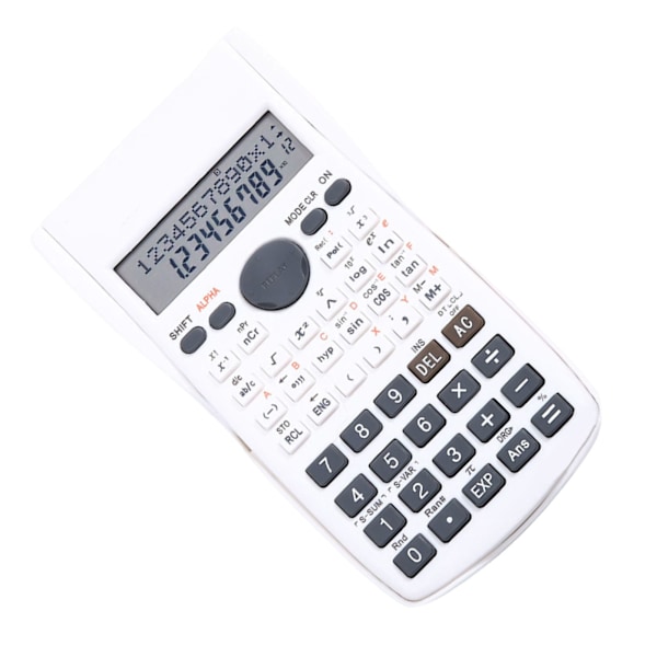 Scientific Calculator 12 cifret 240 funktioner Multifunktion stort display funktion lommeregner med glidende hårdt låg Hvid