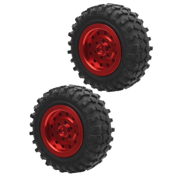 55 mm/2,2 tum RC lastbilsdäck med skruv Aluminiumlegering Gummi Antisladd för WPL D12 1/10(Röd R)