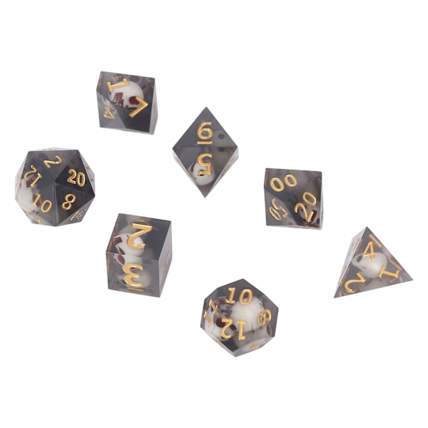 Polyhedral terningesæt rollespil epoxyharpiks gennemsigtig kraniet terning til matematikundervisning brætspil