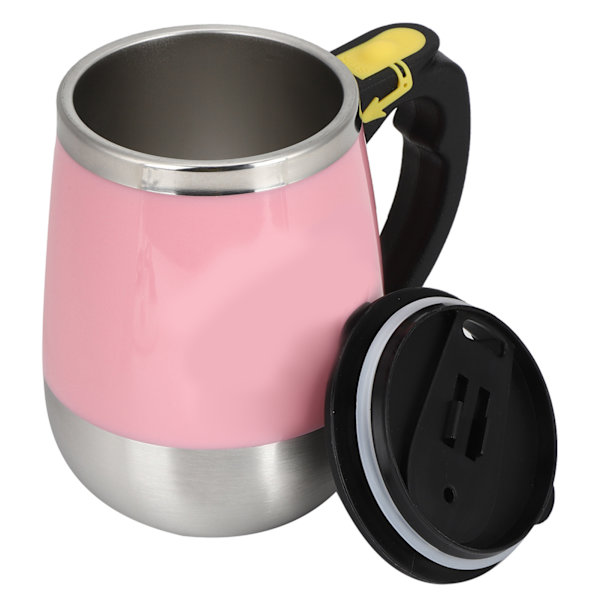 USB-ladet rustfritt stål elektrisk magnetisk vannkrus Melk Kaffe Selvrørende Blandemugge 400ml Rosa