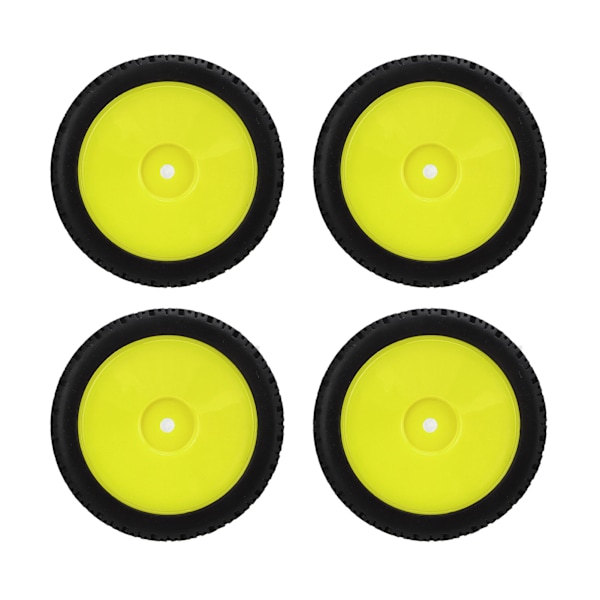 4st 1/10 RC Däck Set Gummi Stark buffrande Hög slitstyrka Slitstarka hjul Set för 1/10 platt sportbil Gul