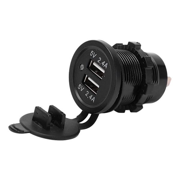 Modifisert Bil Lader Dobbel USB Port 2.4A 1 inn 2 ut Vanntett Design Matt Svart med Bakgrunnsbelysning