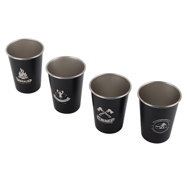 4 stk Camping Kopper Svart 350ml Utendørs Camping Bærbar Rustfritt Stål Høy Temperaturbestandig Konisk Pint Kopper Sett