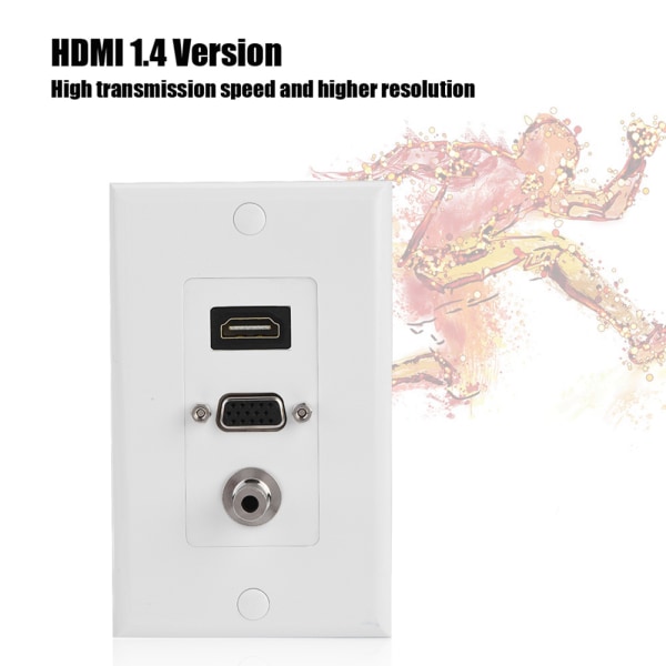 Lyd Video DC 3,5 mm Hunn HDMI + VGA 3 i 1-kontakt Panelladeruttak