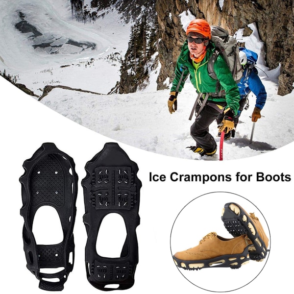 1 par stegjern Ice Traction-klosser 24 pigger Sklisikre TPE-sko Støvler Grips for utendørs fjellklatring Fiske Gå på snø og is