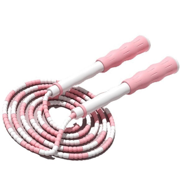 Segmenterat hopprep Justerbart Otrasslade pärlor Flexibel PP-plast hopprep för barn Rosa