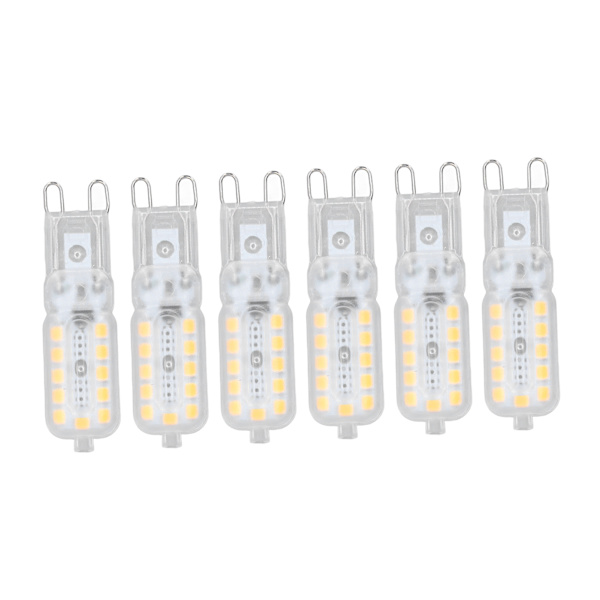 6 stk. G9 LED-pære 5W Transparent Cover 22LED Justerbar G9 Lyse pære til Loftslampe Væglampe Bordlampe Varm Hvid 110-140V