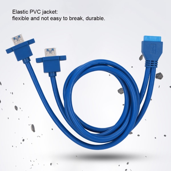 USB3.0 19PIN TILL 2AF frontpanelmonterad moderkortskabel med skruvhål (0,8 m)