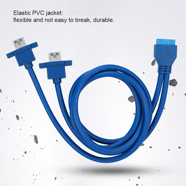 USB3.0 19PIN TO 2AF etuemolevyn paneeliasennuskaapeli ruuvireiällä (0,8 m)
