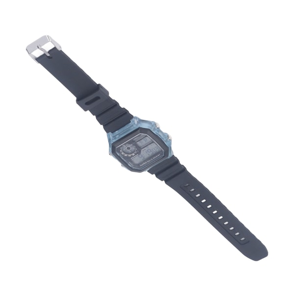 Elektronisk sportsklokke 12 24 timer vanntett digital armbåndsur med lysende alarmtidsfunksjon Gjennomsiktig blå