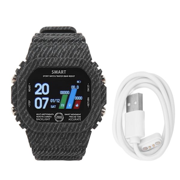 Bluetooth-urheilukello IP68 Vedenkestävä Ladattava Unenvalvonta Urheiluälykello 170mAh Musta