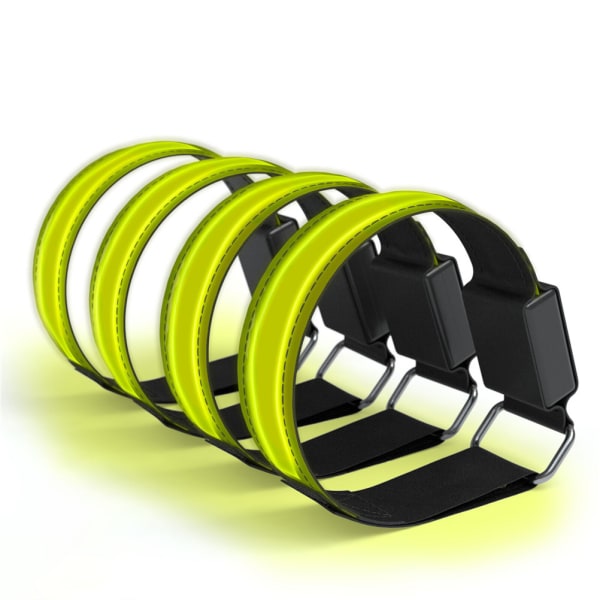 4 stk lysende armbånd USB reflekterende båndarmbånd til udendørs jogging løbesport