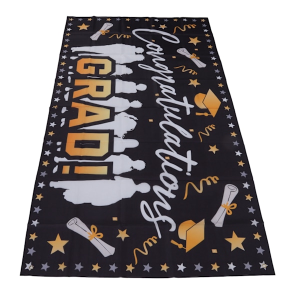 Graduation Banner 71x38in Holdbart Polyester Stof Farveløs 4 Øjer Nem Installation Tillykke Grad Banner til Fest C