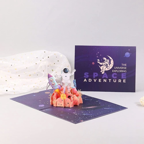 Space and Astronaut 3D Pop Up Gratulationskort - perfekt födelsedagspresent för barn, vänner och älskare