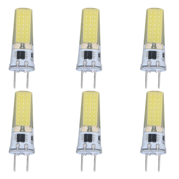 6 stk. G8 LED-pære 5W dæmpbar 2508 COB energibesparende nem installation 360 grader 50000 timer stabil 5W pærer 100-120V koldt hvidt