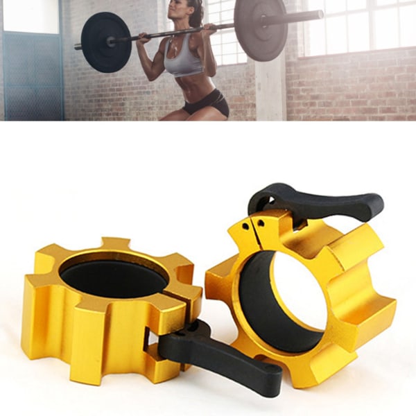 2 STK 50 mm Vægtstangskravelås Aluminiumslegering Quick Release Låse Kraveclips til fitnesstræning Bodybuilding Guld