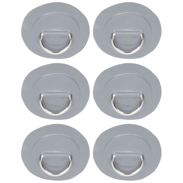 6 stk. PVC D Ring Patch Elastisk Reb Sæt Rustfrit Stål D Ring Patch Bungee Cord Sæt Grå