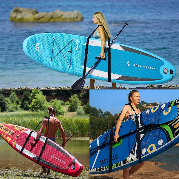 Justerbar svart skulderstropp for surfebrett, kajakk, SUP, Longboard og Stand Up Paddle Board
