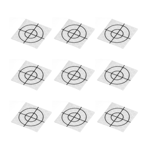 100 stk selvklebende reflekterende arkharpiksreflektor klistremerker for totalstasjonundersøkelse 3x3cm