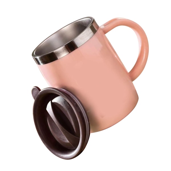 304 Rostfritt Stål Kaffe Mugg med Lock Söt Droppresistent Drickmugg för Kontor Hem Rosa 420ml