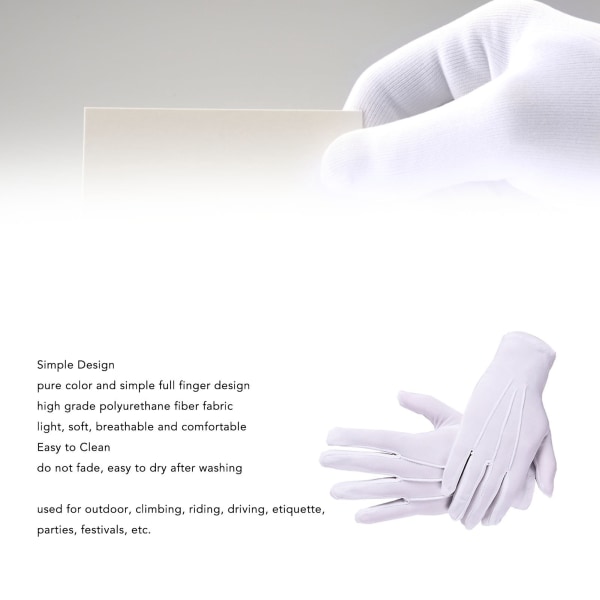 Hvide tynde handsker Strækbare åndbare ceremonielle marcherende Voksenuniformhandsker til udendørs kørsel Klatreridning