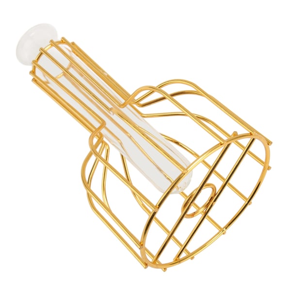 Blomstervas i metall ihålig Modern Elegant gyllene Separat design Klart glas Blomvas prydnad för hemmet