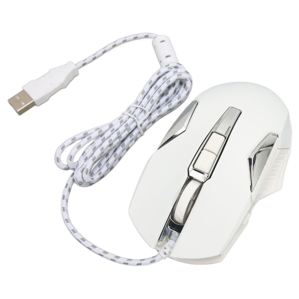 RGB Gaming Mouse 7200 DPI Programmerbare knapper Bakgrunnsbelysning Programvarestøtte DIY Rapid Fire Button USB Wired Game Mouse White