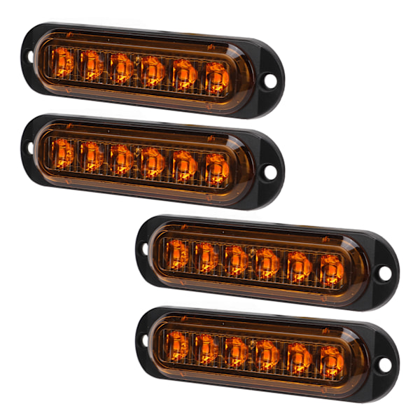 4 stk. Sidelys til lastebil Høy lysstyrke 90LM IP65 Vanntett 6 LED Lastebil Nødlys 12‑24V Gul