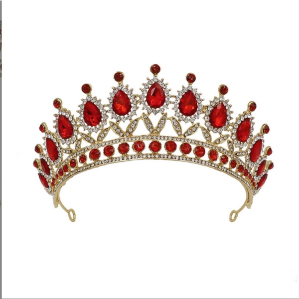 Barock vattendroppe diamant prinsesskrona (guld, röd)