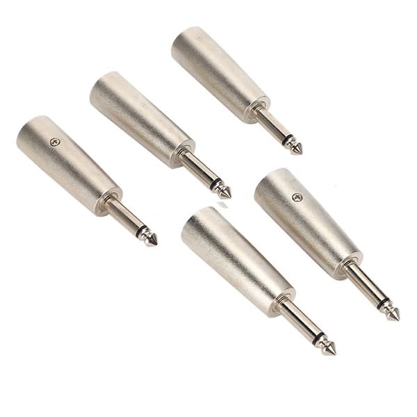 5 stk. XLR hann til 6,35 mm mono plugg lydmikrofonadapter