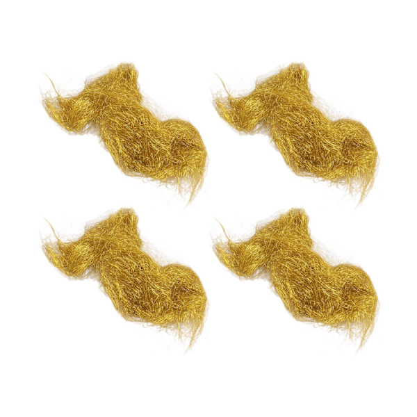 4-pack längst hår konstgjord päls fluffig syntetfiber hårkrokbindningsmaterial guld