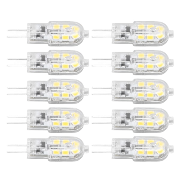 10 st G4 LED-lampa Ljusstyrka Dimbar Hög Färgåtergivning Transparent Skal Ljuskällor för Landskapsbelysning DC 12V Vitt Ljus