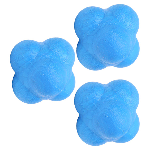 3st Hex Bounce Reaction Ball TPR Coordination Reflex Exercise Sport Fitness Training Ball Blå