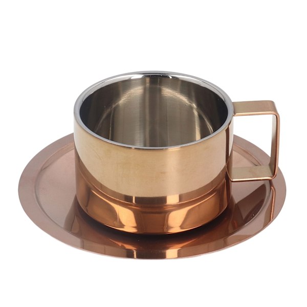 Kaffe Kopp Enkelt Genialt 304 Rustfritt Stål Kaffe Kopp Sett med Kaffe Plate for Hjem Utendørs Rose Gull