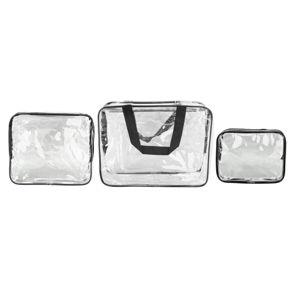 3 kpl kirkkaita matkalaukkuja vedenpitävät kannettavat läpinäkyvät kosmeettiset meikkipussit lounaan fitness mustat