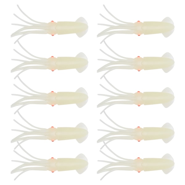 10 stk. blækspruttefiskeri Holdbar robust glødende lysende naturtro blød silikone blæksprutteagn15 cm
