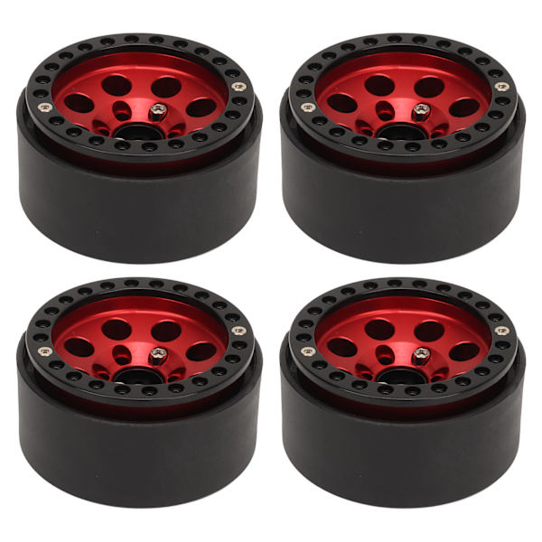 4st RC Fälgar 1.9 Tum Aluminiumlegering Stabil RC Bil Hjulnav för Axial SCX10 II III Röd